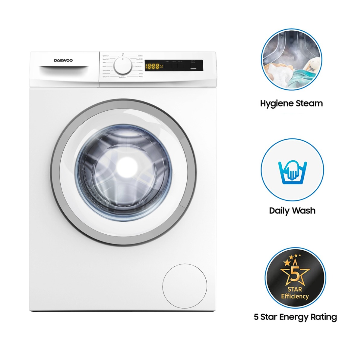 Picture of Daewoo DWD-7W1211 - 7 kg|Front Load Washer|White