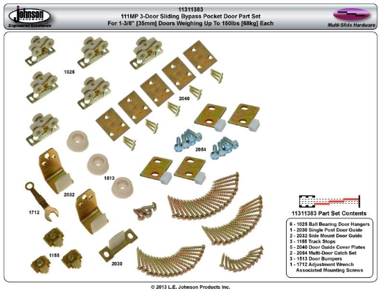Picture of 11311383 111MP 3-Door Part Set, 1-3/8" [35mm] Door