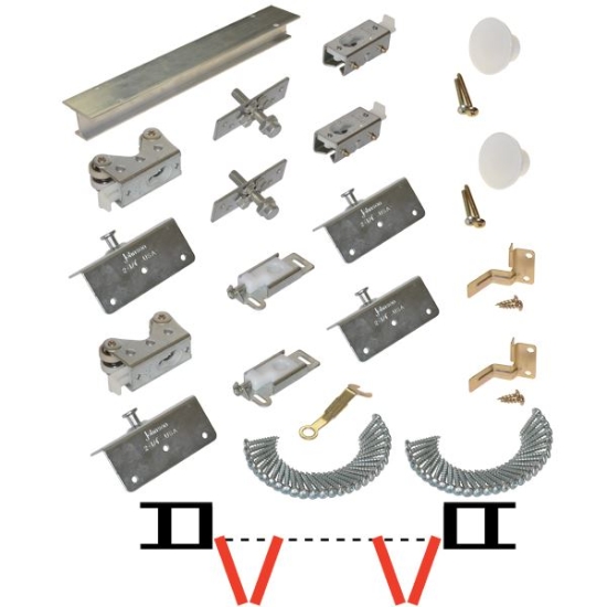 Picture of 20024724 200FS 4-Panel Hardware Set, 2-1/4" [57mm] Door, 72" 6/0 [1829mm] Track Length