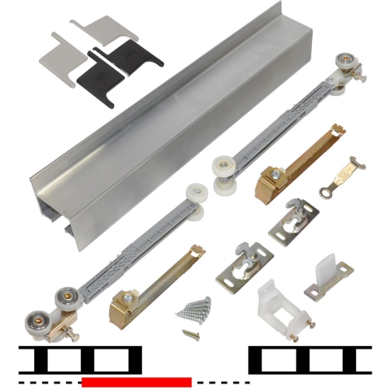 Picture of 2610F96S 2610SC 1-Door Soft Operation Hardware Set, 96" (2438mm) Mill Finish Track