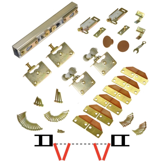 Picture of 100FS 4-Panel Side Mount Hardware Set, 1-3/8" [35mm] Door, 48" 4/0 [1219mm] Track Length