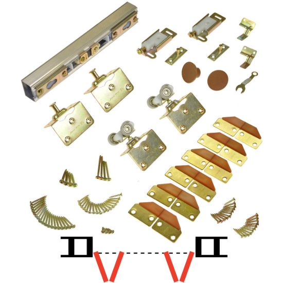 Picture of 100FS 4-Panel Side Mount Hardware Set, 1-3/4" [44mm] Door, 72" 6/0 [1829mm] Track Length