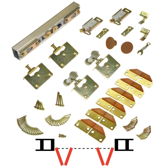 Picture of 100FS 4-Panel Side Mount Hardware Set, 1-1/8" [29mm] Door, 96" 8/0 [2438mm] Track Length