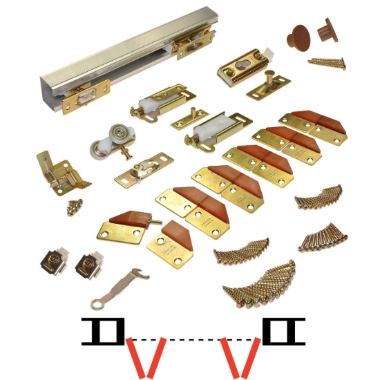 Picture of 100FD964 100FD 4-Panel Hardware Set, 96" 8/0 [2438mm] Track Length