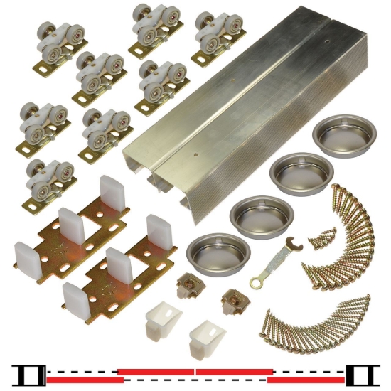 Picture of 134F964H 134FHD 4-Door Ball Bearing Hardware Set, 96" 8/0 [2438mm] Track Length