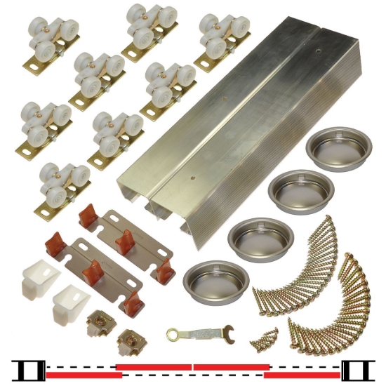 Picture of 134F964D 134F 4-Door Standard Wheel Hardware Set, 96" 8/0 [2438mm] Track Length