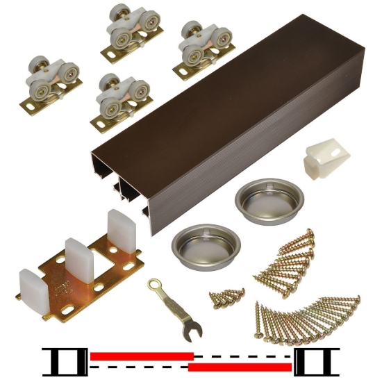 Picture of 138F602B 138F 2-Door Hardware Set, Ball Bearing Hanger, 60" 5/0 (1524mm) Bronze Track Length