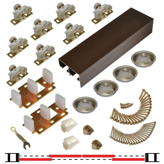 Picture of 138F964B 138F 4-Door Hardware Set, Ball Bearing Hanger, 96" 8/0 [2438mm] Bronze Track Length