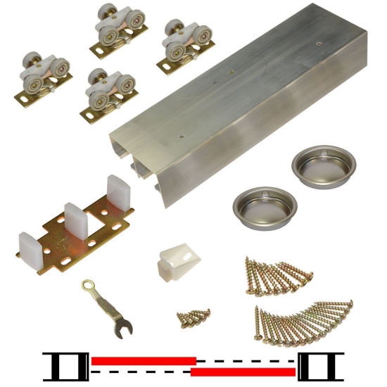 Picture of 138F602H 138F 2-Door Ball Bearing Hardware Set, 60" 5/0 [1524mm] Track Length