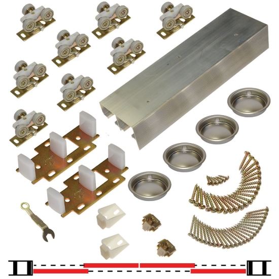 Picture of 138F 24" 4-Door Hardware Set, Mill Grade Track, Ball Bearing Hanger