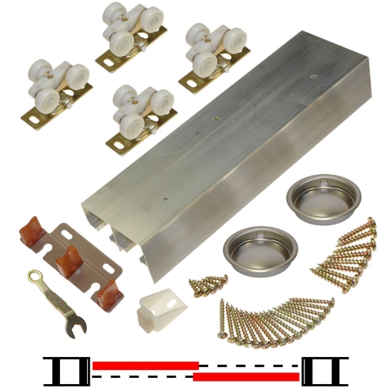 Picture of 138F 24" 2-Door Hardware Set, Mill Grade Track, Nylon Wheel Hanger