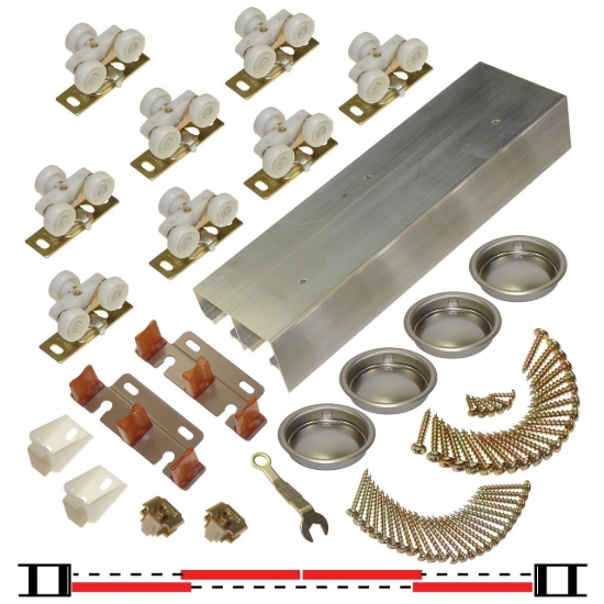 Picture of 138F 24" 4-Door Hardware Set, Mill Grade Track, Nylon Wheel Hanger