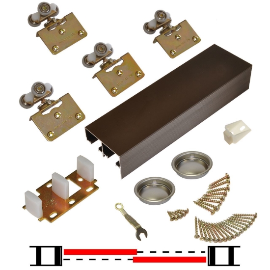 Picture of 138S482B 138F 2-Door Side Mount Ball Bearing Hardware Set, 48" 4/0 [1219mm] Bronze Track Length