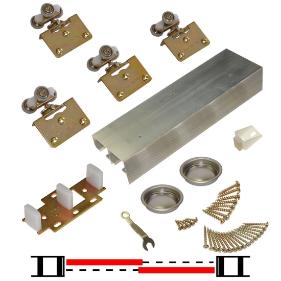 Picture of 138FS602 138F 2-Door Side Mount Ball Bearing Hardware Set, 60" 5/0 [1524mm] Track Length
