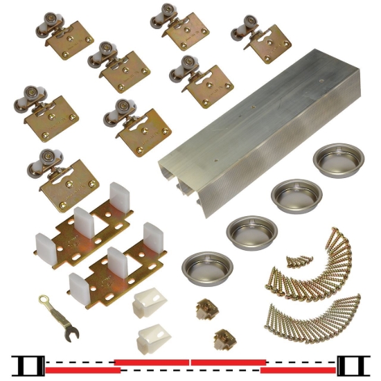 Picture of 138FS964 138F 4-Door Side Mount Ball Bearing Hardware Set, 96" 8/0 [2438mm] Track Length