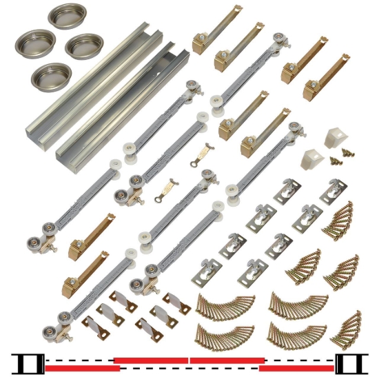 Picture of 100SDSC 24" 4-Door Soft-Close Sliding Bypass Hardware Set