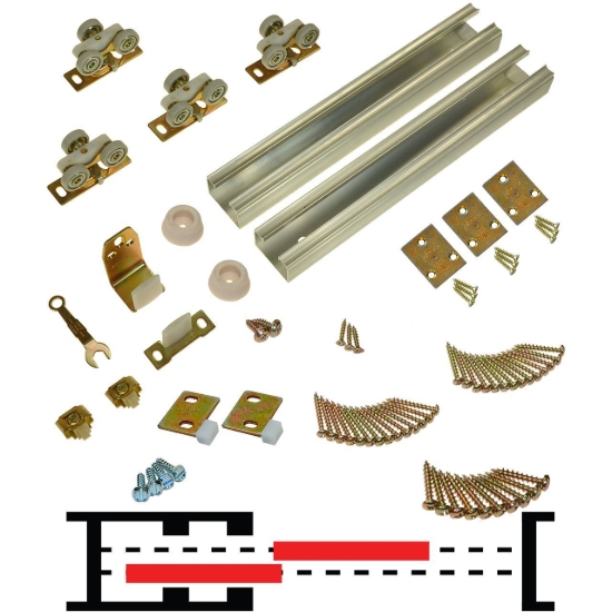 Picture of 10BP0723 100BP 24" (2-1/4") x 2-Door Bypass Pocket Door Hardware Set
