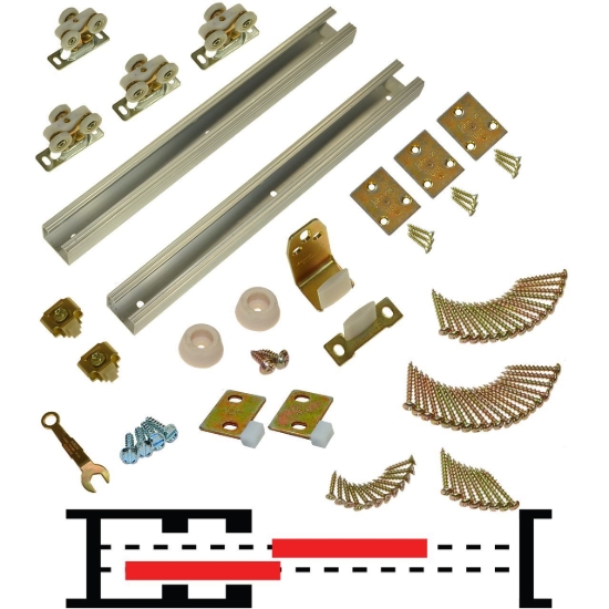 Picture of 11BP0962 111BP 32" (1-3/4") x 2-Door Bypass Pocket Door Hardware Set