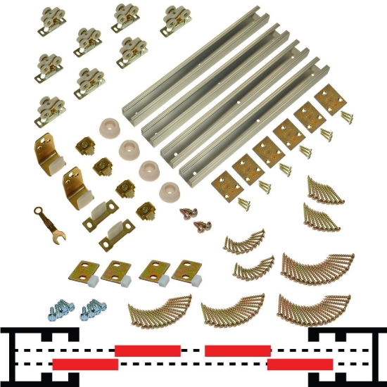 Picture of 11BC1063 111BC 36" (2-1/4") x 4-Door Bypass Pocket Door Hardware Set