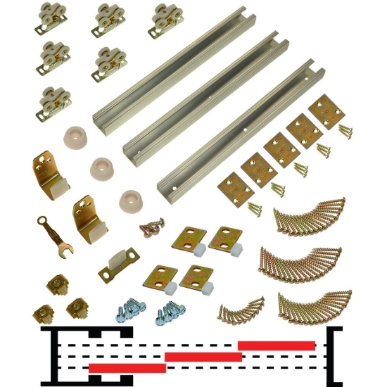 Picture of 11MP1923 111MP 48" (2-1/4") x 3-Door Tri-Pass Pocket Door Hardware Set