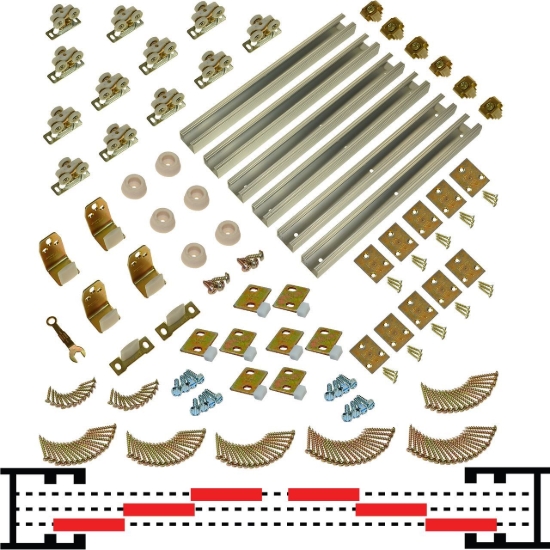 Picture of 111MC 36" (1-3/8") x 6-Door Tri-Pass Pocket Door Hardware Set