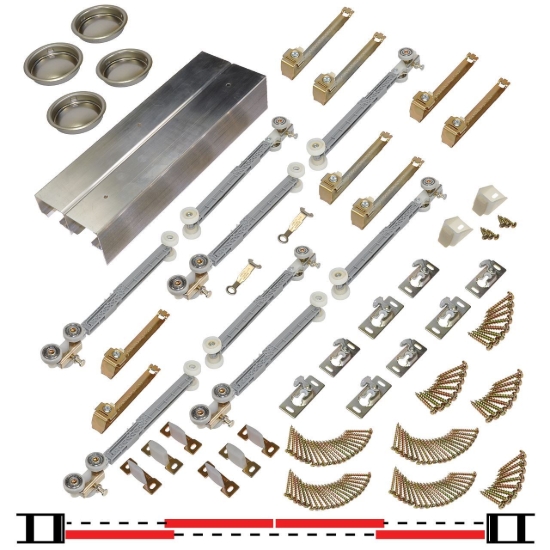 Picture of 134F964S 134FSC 4-Door Soft Operating Hardware Set, 96" 8/0 [2438mm] Track Length