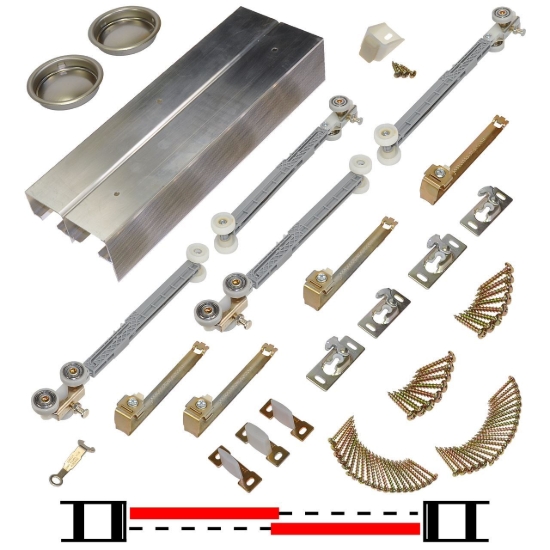 Picture of 134F722S 134FSC 2-Door Soft Operating Hardware Set, 72" 6/0 [1829mm] Track Length