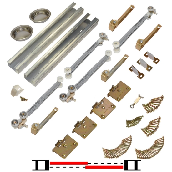 Picture of 10S60234 100SMSC 2-Door Soft Operating Side Mount Sliding Bypass Hardware Set, 1-3/4" [44mm] Door, 60" 5/0 [1524mm] x 2 Track Length