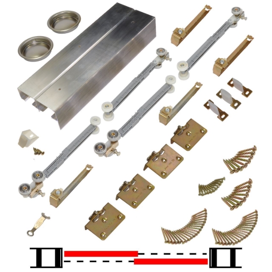 Picture of 134SS482 134FSSC 2-Door Side Mount Soft Operating Hardware Set, 48" 4/0 [1219mm] Track Length