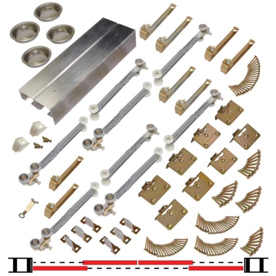 Picture of 134SS964 134FSSC 4-Door Side Mount Soft Operating Hardware Set, 96" 8/0 [2438mm] Track Length