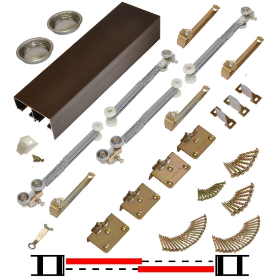 Picture of 13848SSB 138FSMSC 2-Door Side Mount Soft Operating Hardware Set, 48" 4/0 [1219mm] Bronze Track Length