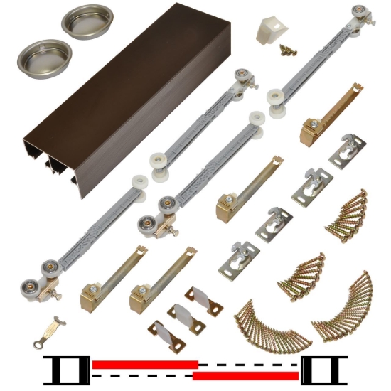 Picture of 138602SB 138FSC 2-Door Soft Operating Hardware Set, 60" 5/0 [1524mm] Bronze Track Length