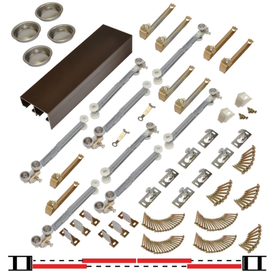 Picture of 138964SB 138FSC 4-Door Soft Operating Hardware Set, 96" 8/0 [2438mm] Bronze Track Length