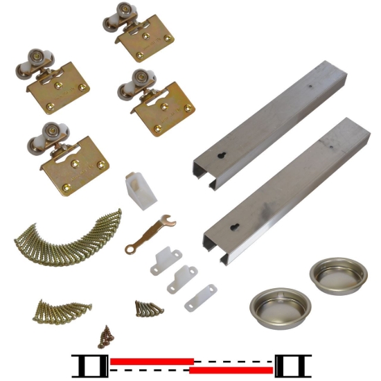 Picture of 10060238 100SM 2-Door Side Mount Hardware Set, 1-3/8" [35mm] Door, 60" 5/0 [1524mm] x 2 Track Length