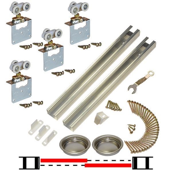 Picture of 11S48218 111SM 2-Door Side Mount Hardware Set, 1-1/8" (29mm) Door, 48" 4/0 [1219mm] x 2 Track Length