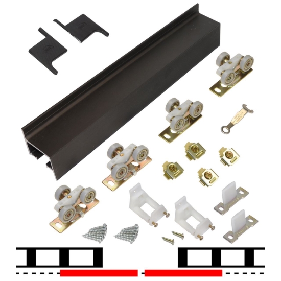 Picture of 2610B482 2610FB 2-Door Hardware Set, Ball Bearing Hangers, 192" (4877mm) Bronze Track