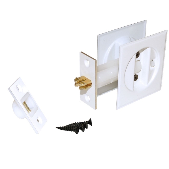 Picture of 1522WHT1 Auto-Latching Pocket Door Lock Set, 1-3/8" Door