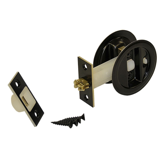 Picture of 1521-BLK Auto-Latching Pocket Door Lock Set, 1-3/8" Door