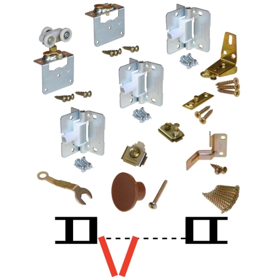 Picture of 1131FD38 2-Panel Side Mount Part Set W/Hinges, 1-3/8" [35mm] Panels