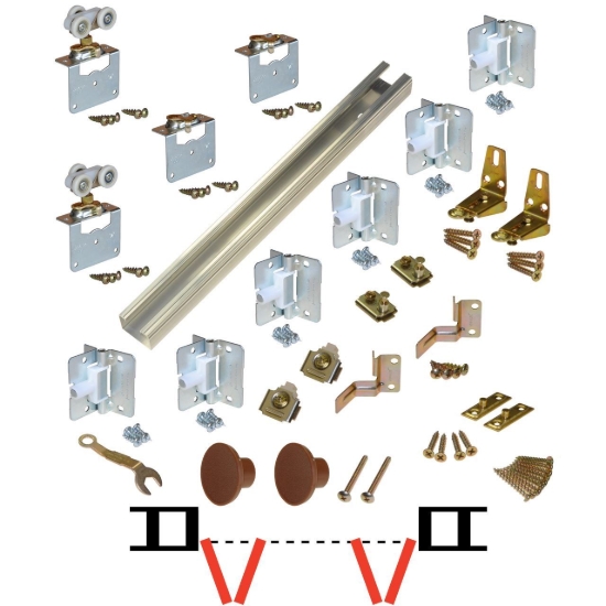 Picture of 111FS 60" [1524mm] Track, 1-3/8" [35mm] 4-Panel Side Mount Hardware Set