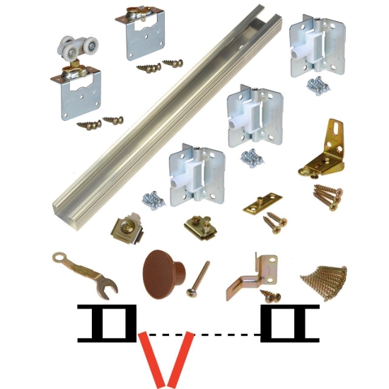 Picture of 111FS 36" [914mm] Track, 3/4" [19mm] 2-Panel Side Mount Hardware Set