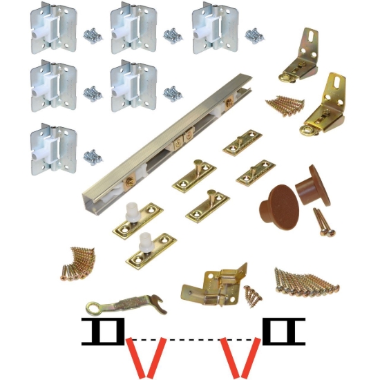 Picture of 1700 12" 4-Panel Hardware Set, Aluminum Track