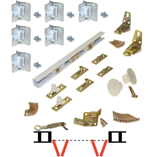 Picture of 170W486H 1700 4-Panel Hardware Set, 48" 4/0 [1219mm] White Steel Track Length