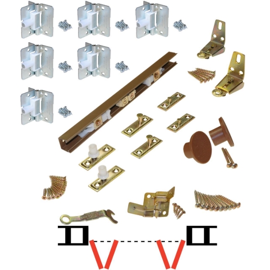 Picture of 1700 15" 4-Panel Hardware Set, Brown Steel Track