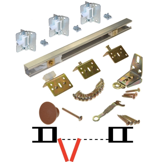Picture of 1700FS 15" 2-Panel Side Mount Hardware Set, 1-1/8" [29mm] Door