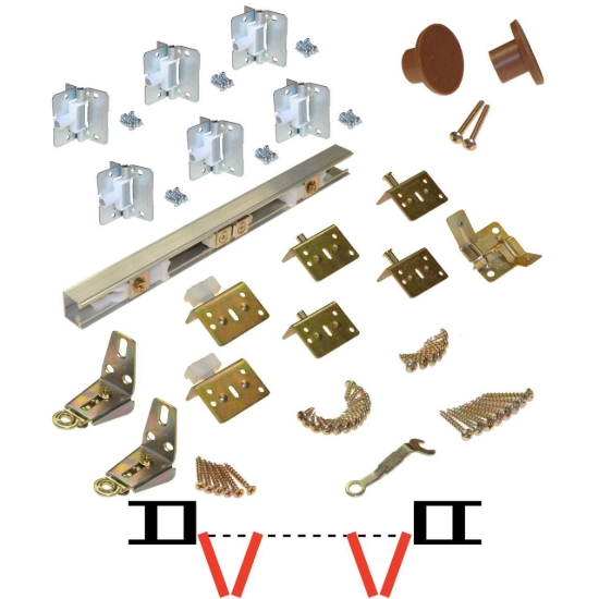 Picture of 1738966H 1700FS 4-Panel Side Mount Hardware Set, 1-3/8" [35mm] Door, 96" 8/0 [2438mm] Track Length