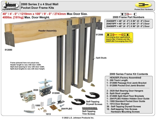 Picture of 204070PF 2000 Series 48" x 84" Pocket Door Frame