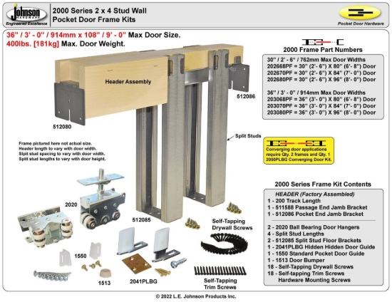 Picture of 203080PF 2000 Series 36" x 96" Pocket Door Frame