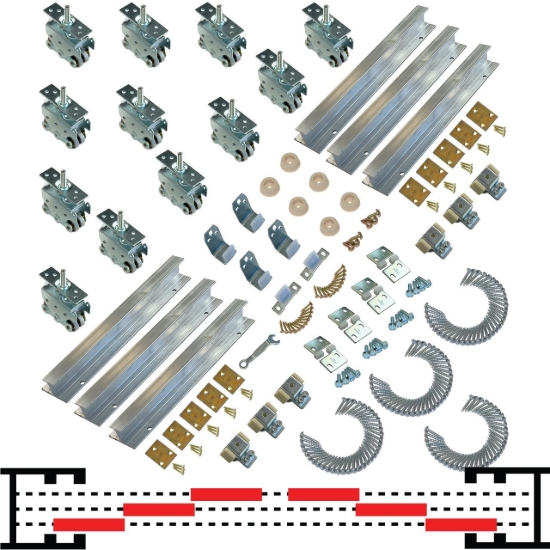 Picture of 20MC1203 200MP 6 - 30" x 2-1/4" Tri-Pass Pocket Door Hardware Set
