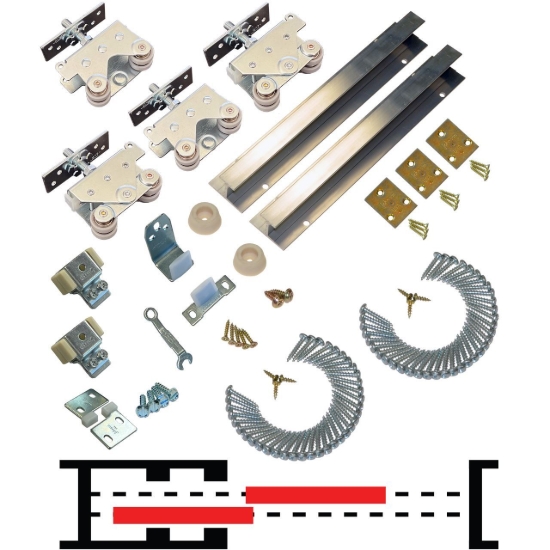 Picture of 200BP 36" x 2-Door Bypass Pocket Door Hardware Set, 1-3/4" Door